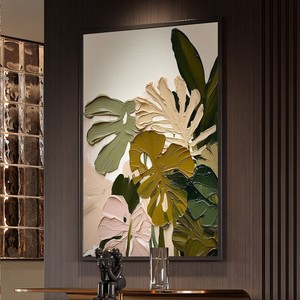 Pintura al óleo abstracta hecha a mano, cuadro rectangular con marco negro, arte de pared para decoración de la sala de estar y la entrada. - Product Image 5