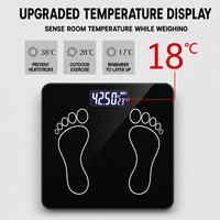 Pèse-personne numérique de salle de bain, plateforme compacte et robuste, pieds antidérapants, miroir en verre, affichage LED, grande capacité