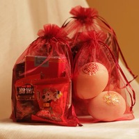 Sac en gaze d'organza rouge HZ en gros avec cordon de serrage pour bonbons, cadeaux de retour, bijoux, œufs - pour souvenirs et cadeaux de mariage