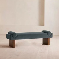 Banco largo minimalista italiano de lujo ligero, de madera, para el pie de cama, entrada, para cambiar zapatos, para sala de estar, sofá de diseño, sillón de terciopelo suave