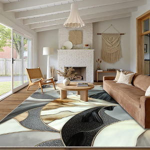 <span class=keywords><strong>Tapis</strong></span> moderne abstrait en polyester pour camping et voyage, avec envers antidérapant en TPR, à poils ras, lavable en machine, tufté et tressé, adapté aux animaux domestiques - Product Image 3