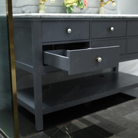 Meuble-lavabo double vasque gris moderne George Group USA avec dessus en quartz marbré et lavabo en céramique