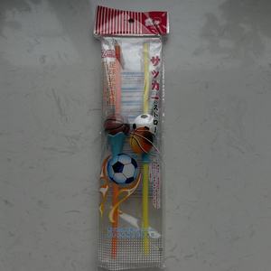 Cannucce in Plastica PP Ecologiche Pieghevoli da 250mm con Design 3D a Palla Sportiva per Frullati, Succhi e Gadget per Feste - Product Image 4