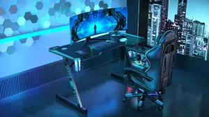 طاولة مكتب كمبيوتر عالية الجودة توهج الجانب أدى ضوء Rgb الكمبيوتر مكتب الألعاب للمنزل مكتب الألعاب