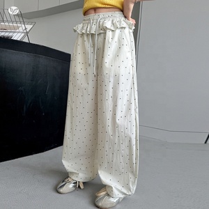 กางเกง<span class=keywords><strong>ขา</strong></span>บานเอวสูงลายจุดสำหรับเด็กผู้หญิงกางเกง<span class=keywords><strong>ขา</strong></span>กว้างแบบลำลองประดับลูกไม้สำหรับฤดูร้อน - Product Image 3