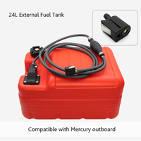 Kit de conduite de carburant pour moteur hors-bord, réservoir de carburant externe épaissi de grande capacité 24L avec tuyau et connecteurs, compatible avec les moteurs hors-bord Mercury