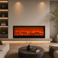 Chimenea Eléctrica Compacta con Llama LED, Construcción Metálica, Calentador de Pared para Habitaciones Pequeñas, Operación en Inglés