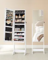 Songmicrós-armario de almacenamiento de joyería con cerradura, mueble de dormitorio con espejo de longitud completa