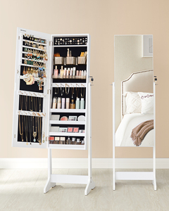 Cabinet Mirror VASAGLE Floor Standing Lockable Jewelry Storage Cabinet Bedroom Furniture Full Length Mirror Jewelry Cabinet