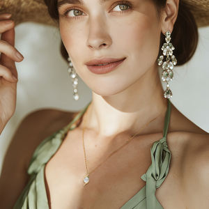 Kalung Liontin Rantai Kotak Ulang Tahun Batu Giok Alami Qi Song, Emas Asli 18K, Giok Putih Imperial Es, Inisial Personalisasi untuk Wanita - Product Image 2