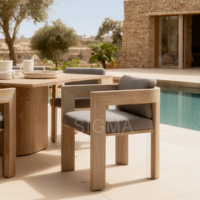 Ensemble de salle à manger en teck massif naturel de qualité supérieure, résistant à l'eau et aux UV, mobilier de jardin de qualité pour villa