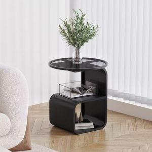 Hiện đại cong bảng bên hai tầng thủy tinh và gỗ <span class=keywords><strong>Top</strong></span> <span class=keywords><strong>End</strong></span> bảng với Mở Kệ cho phòng khách phòng ngủ nhà máy cuốn sách hiển thị - Product Image 1