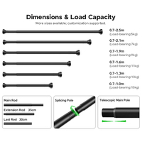 YIJIALE OEM ODM Factory Barre de séchage à tension en acier inoxydable robuste de 25 mm (0,43-0,7 m) sans perçage avec verrouillage par torsion pour buanderie