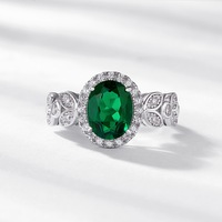 Bagues de mariage personnalisées en gros pour femmes, avec émeraudes artificielles de laboratoire rondes et fraîches, et design feuille en zircon cubique