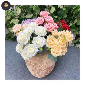 Caldo top seller 9 teste di rose <span class=keywords><strong>Nora</strong></span> fiori artificiali dekorazione - Product Image 3
