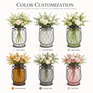 <span class=keywords><strong>Vaso</strong></span> Lanterna in Rete Metallica Trasparente con Manico <span class=keywords><strong>Nero</strong></span>, <span class=keywords><strong>Porta</strong></span> Fiori per Tavoli da Matrimonio e Decorazioni Domestiche - Fornitore all'Ingrosso per l'Esportazione - Product Image 3