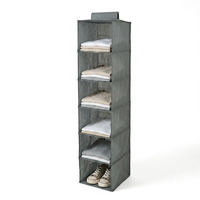 Organisateur de placard suspendu à 6 étagères, sac de rangement pour chaussures en tissu non tissé gris à suspendre sur la porte avec crochets renforcés pour la chambre à coucher