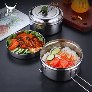 Boîte à lunch pour enfants <span class=keywords><strong>bento</strong></span> ronde 304 de récipient de stockage de nourriture d'acier inoxydable avec couvercle et serrure - Product Image 4