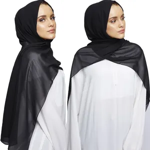 Caliente 180*85 tamaño grande simple burbuja de gasa bufanda pañuelo musulmán Hijab elegante de gasa moda Hijab de la bufanda de la cabeza proveedor de fábrica