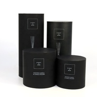 Bougeoir rond en papier noir, 20 pièces, emballage cylindrique, diffuseur en tube de papier