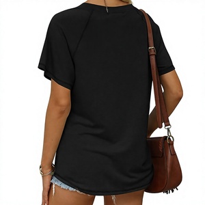 Camiseta de Verano para Mujer, Cuello Redondo, 100% Algodón Jersey, Color Sólido, Corte Holgado, Manga Corta, con Bolsillo, en Oferta - Product Image 6