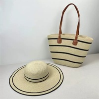 Meilleures ventes : Ensemble de sacs en paille tressés simples et de sacs à bandoulière grande capacité, tissés à la main, avec chapeaux de plage assortis