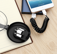 Kit de Adaptador de Carga USB con Cable Transparente Retráctil OEM para Regalo, Cabezal Convertidor USB y Cable de Carga de 60W con su Logotipo
