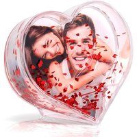 Cadre photo liquide OEM de petite taille, personnalisé avec paillettes, à remplir d'eau, ornement de bureau en forme de cœur, cadre photo à eau et huile