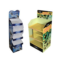 Présentoir de sol en carton personnalisé avec grilles, présentoir de sol en papier écologique pour la promotion de snacks et de livres en magasin
