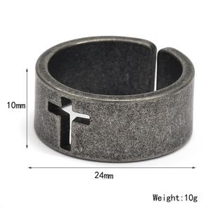 Anillo de moda cruzado de acero inoxidable Vintage ajustable, joyería de motorista Punk y fe cristiana, temas para hombres y mujeres - Product Image 5