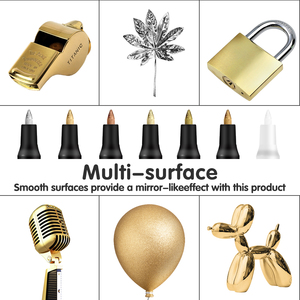 Stylo marqueur de finition de galvanoplastie permanente de <span class=keywords><strong>peinture</strong></span> liquide de plume mince de chrome de miroir d'argent et d'or pour l'art et la conception - Product Image 3