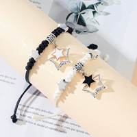 Pulseras colgantes con señal de estrella, brazaletes trenzados hechos a mano para parejas, joyería