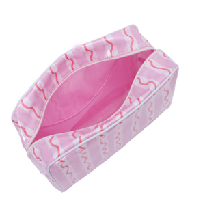 Bolsa de Maquillaje Personalizada con Rayas Rosas, Bolsa de Cosméticos a Rayas para Viaje, Bolsa de Aseo Grande con Estampado, Bolsa Transparente - Product Image 6