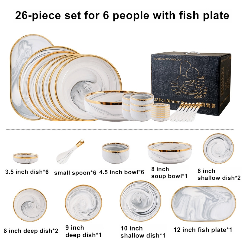 26-piece set for 6 people with fish dish