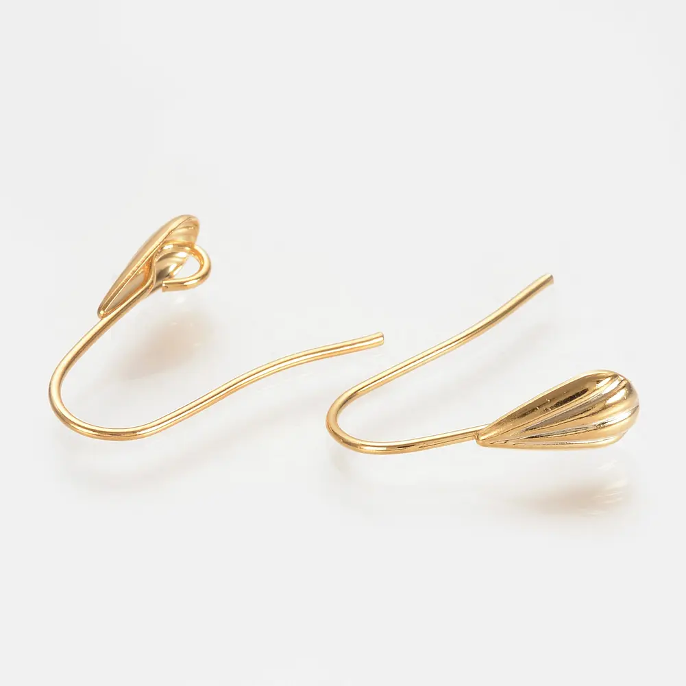 Pandahall Ear Wire Nickel Free Real 18K Gold Plated Brass Earring Hooks