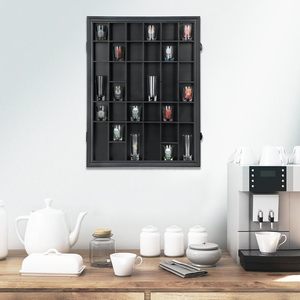 خزانة عرض كؤوس الشوت 2026، خزانة خشبية كبيرة مع رفوف، حامل مع باب زجاجي أكريليك، صندوق تخزين كؤوس الشوت مع أرفف قابلة للإزالة - Product Image 6