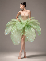 Robe de danse à ouverture de fleur avec jupe pétale LED moderne en couleur Robe grande balançoire pour la danse de salon Costume de robot Blossom Long Design
