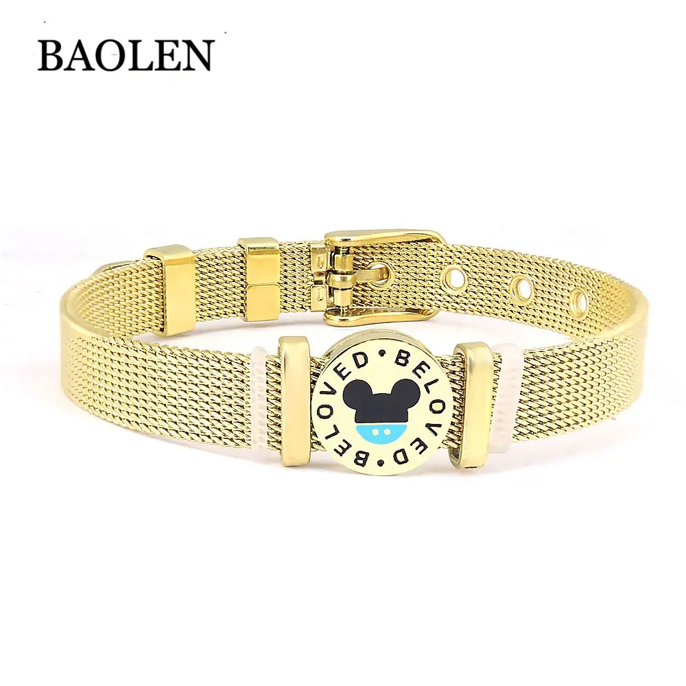 Fashion jewelry New Design For Girl and Women Stainless Steel Mickey Mesh Bracelet