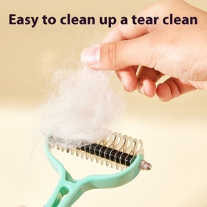 Doppia faccia in plastica Pet spazzola pettine sostenibile toelettatura <span class=keywords><strong>per</strong></span> <span class=keywords><strong>cani</strong></span> strumenti di spargimento con nodo di pelliccia Cutter <span class=keywords><strong>per</strong></span> gatti - Product Image 5