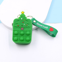 Porte-monnaie en silicone de Noël, Père Noël, jouet à bulles à presser, cadeau, porte-clés