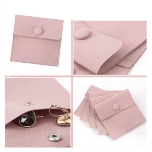 Pochettes à bijoux en velours recyclables personnalisées avec bouton-pression, logo en relief, sacs organisateurs de bijoux en pierres précieuses, emballage cadeau de mariage - Product Image 5