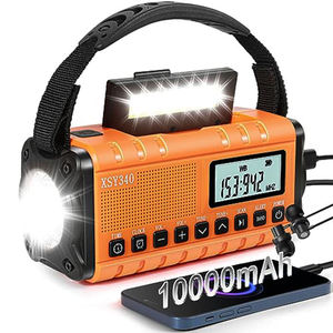 Radio meteorológica de 10000mAh con manivela solar, banco de energía, linterna LED dual, alarma y pantalla LCD para camping al aire libre - Product Image 1