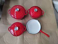 Ensemble de Cuisson 7 Pièces/4 Casseroles en Fonte Émaillée, Poêle et Faitout Multifonction pour Cuisine Domestique