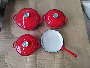 Juego de Utensilios de Cocina de Hierro Fundido Esmaltado de 7 Piezas/4 Ollas, Multifuncional, con Sartén y <span class=keywords><strong>Olla</strong></span> para Guisar, para Uso Doméstico en la Cocina - Product Image 2