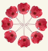 Vente en gros de porte-clés en peluche de pieuvre rouge de 3 pouces Poupées de machine à griffes mignonnes Expressions flexibles Principales caractéristiques des jouets