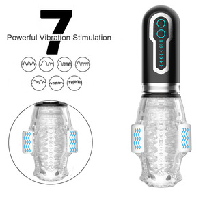 USB 충전식 남성용 페니스 익스텐더 진동기 자동 자위대 컵 흡입 기능 TPE 소재 남성 섹스 토이 - Product Image 5