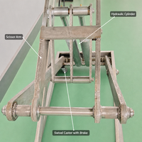 Table élévatrice hydraulique en acier inoxydable 304, capacité 500 kg, plateforme mobile pour carcasses avec roulettes à billes pour abattoir