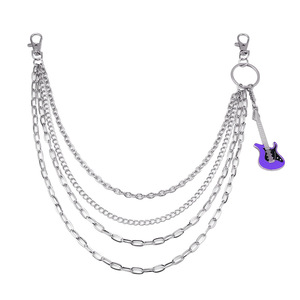 Chaîne de taille multicouche en métal avec pendentif guitare, style punk, chaîne de corps tendance pour usage quotidien, unisexe, en alliage de zinc - Product Image 5