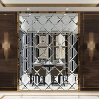 Miroir mural décoratif en verre mosaïque biseauté en forme de diamant, vente en gros d'usine à prix abordable