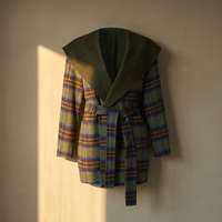 Manteau mi-long décontracté pour femme en laine d'alpaga mélangée, réversible, respirant, coupe-vent, à carreaux, crocheté, pour l'hiver (ODM & OEM)
